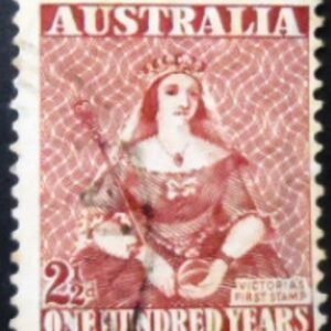 Selo postal da Austrália de 1950 First Victoria stamp 2½
