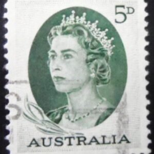Selo postal da Austrália de 1963 Queen Elizabeth II Birds and Navigators 5 U