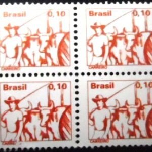 Quadra de selos postais do Brasil de 1979 Carreiro M QD