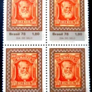 Quadra de selos postais do Brasil de 1978 Barba Branca 10 M QD