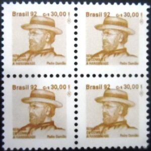 Quadra de selos postais do Brasil de 1992 Padre Damião H 29 M QD