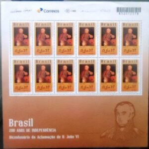 Folha completa de selos postais comemorativos do Brasil de 2018 2018 - D. João VI M FL