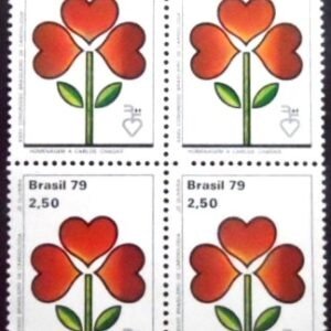 Quadra de selos postais do Brasil de 1979 Carlos Chagas M QD
