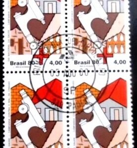 Quadra de selos postais do Brasil de 1980 Mal de Chagas M1D QD