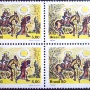 Quadra de selos postais do Brasil de 1980 Fuga para o Egito M QD