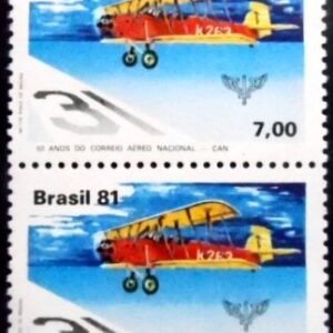 Par de selos postais do Brasil de 1981 Correio Aéreo Nacional M PR