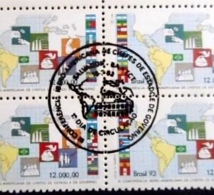 Quadra de selos postais do Brasil de 1993 Chefes de Estado M QD