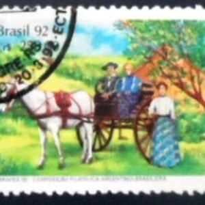 Selo postal do Brasil de 1992 Charrete NCC