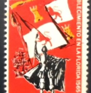 Explorer, Royal Flag of Spain and ships. Emissão conjunta com USA .