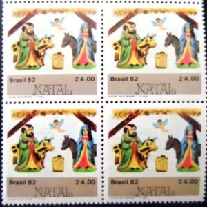 Quadra de selos postais do Brasil de 1982 Nascimento M QD