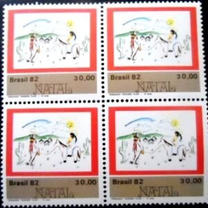 Quadra de selos postais do Brasil de1982 Fuga para o Egito M QD