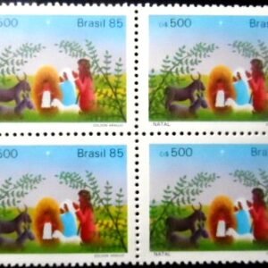 Quadra de selos postais do Brasil de 1985 Nascimento M QD