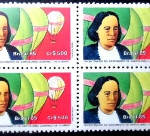 Quadra de selos postais do Brasil de 1985 Bartolomeu de Gusmão M Q