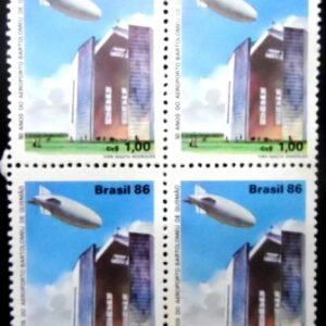 Quadra de selos postais do Brasil de 1986 Bartolomeu de Gusmão M QD
