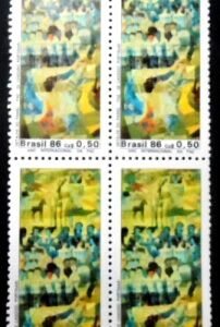 Selo postal do Brasil de 1986 "Paz" Candido Portinari M QD