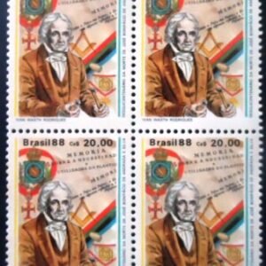 Quadra de selos postais do Brasil de 1988 José Bonifácio M QD