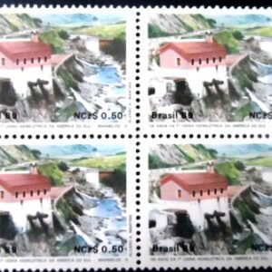 Quadra de selos postais do Brasil de 1989 Hidrelétrica de Marmelos M QD