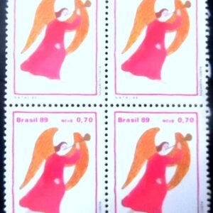 Quadra de selos postais do Brasil de 1989 Anjo M QD