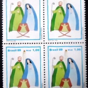 Quadra de selos postais do Brasil de 1989 Sagrada Família M QD