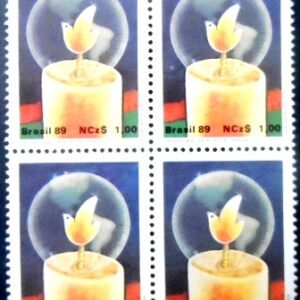 Quadra de selos postais do Brasil de 1989 Vela M QD