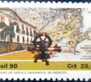 Selo postal do Brasil de 1990 Serviço Geográfico M