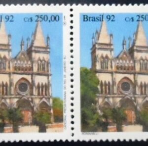Par de selos postais do Brasil de 1992 Catedral Presbiteriana M PR