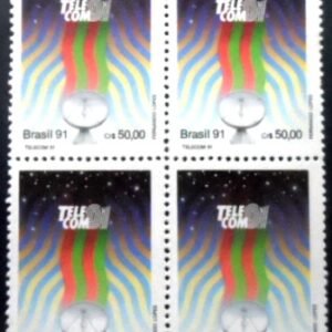 Quadra de selos postais do Brasil de 1991 TELECOM 91 M QD