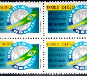 Quadra de selos postais do Brasil de 1992 Suécia - Brasil M QD