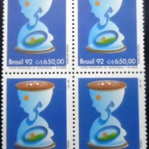 Quadra de selos postais do Brasil de 1992 LBA Legião Brasileira de Assistência M QD