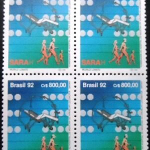 Quadra de selos postais do Brasil de 1992 Hospital Sarah M QD
