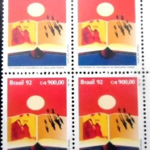 Quadra de selos postais do Brasil de 1992 Graciliano Ramos M QD