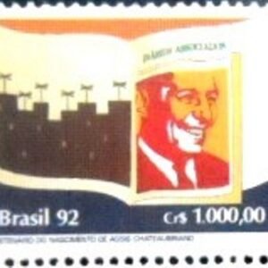 Selo postal do Brasil de 1992 Assis Chateaubriand M