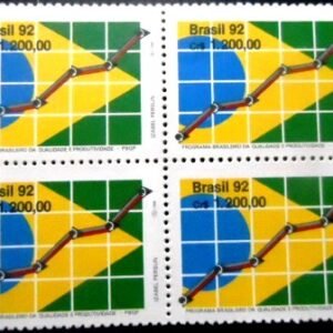 Quadra de selos postais do Brasil de 1992 Qualidade e Produtividade M QD