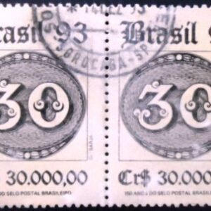 Par de selos postais do Brasil de 1993 Olho-de-boi 30U PR