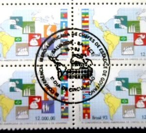 Quadra de selos postais do Brasil de 1993 Chefes de Estado M QD