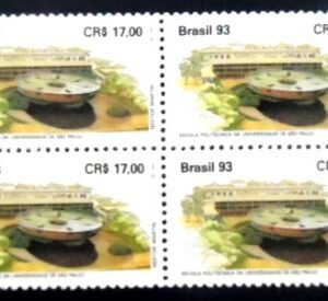 Quadra de selos postais do Brasil de 1993 Escola Politécnica SP M QD