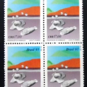 Quadra de selos postais do Brasil de 1993 Preservação dos Sambaquis M QD