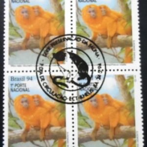 Quadra de selos postais do Brasil de 1994 Mico Leão Dourado M1C QD