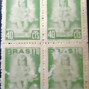 Quadra de selos postais do Brasil de 1948 Campanha Criança N QD
