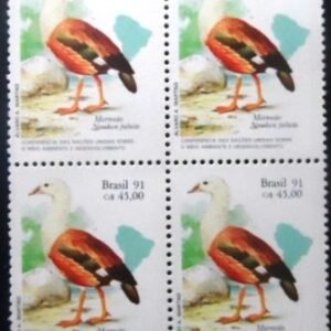 Quadra de selos postais do Brasil de 1991 Marrecão M QD