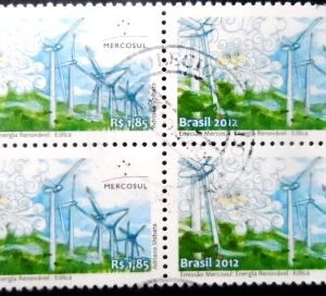 Quadra de selos postais do Brasil de 2012 Energia Eólica MCC QD