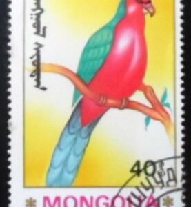 Selo postal da Mongólia de 1990 Hyacinth Macaw NCC