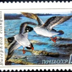 Selo postal da União Soviética de 1990 Common Goldeneye M
