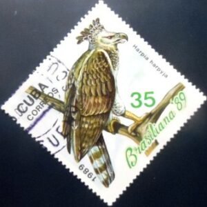 Selo postal de Cuba de 1989 Harpy Eagle U
