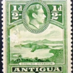 Michel AG 78 Nº do selo AG 84 Yvert et Tellier AG 81 Stanley Gibbons AG 98 Temas: Chefes de Estado | Homens | Paisagens | Pessoas Famosas | Portos | Realeza | Reis Data de emissão: 1938-11-15 Dimensões: 27 x 32 mm Cores: Amarelo | Verde Marca de água: Coroa sobre inscrição CA múltipla [Up] Desenhadores: A.W. Morley Impressores: Waterlow & Sons Ltd Formato: Selo Emissão: Definitivo Denteado: 12½ Impressão: Recesso Valor facial: ½ d - Penny britânico (antigo