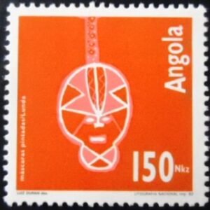 Selo postal da Angola de 1992 Art Quioca 150 M