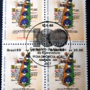 Quadra de selos postais do Brasil de 1988 Lei Áurea NCC QD AM