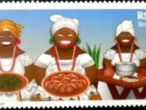 Selo postal do Brasil de 2024 Baianas do Acarajé M