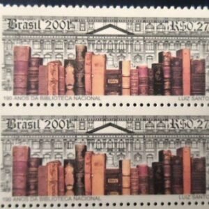 Quadra de selos postais do Brasil de 2001 Biblioteca Nacional M QD