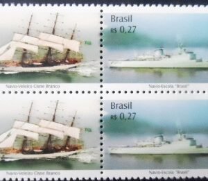 Par de se-tenant do Brasil de 2000 Navios M ST PR